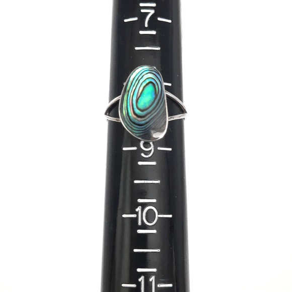 925 Sterling Silver Signed Abalone Shell Ring Size 8.5 Beautiful - Picture 2 of 8